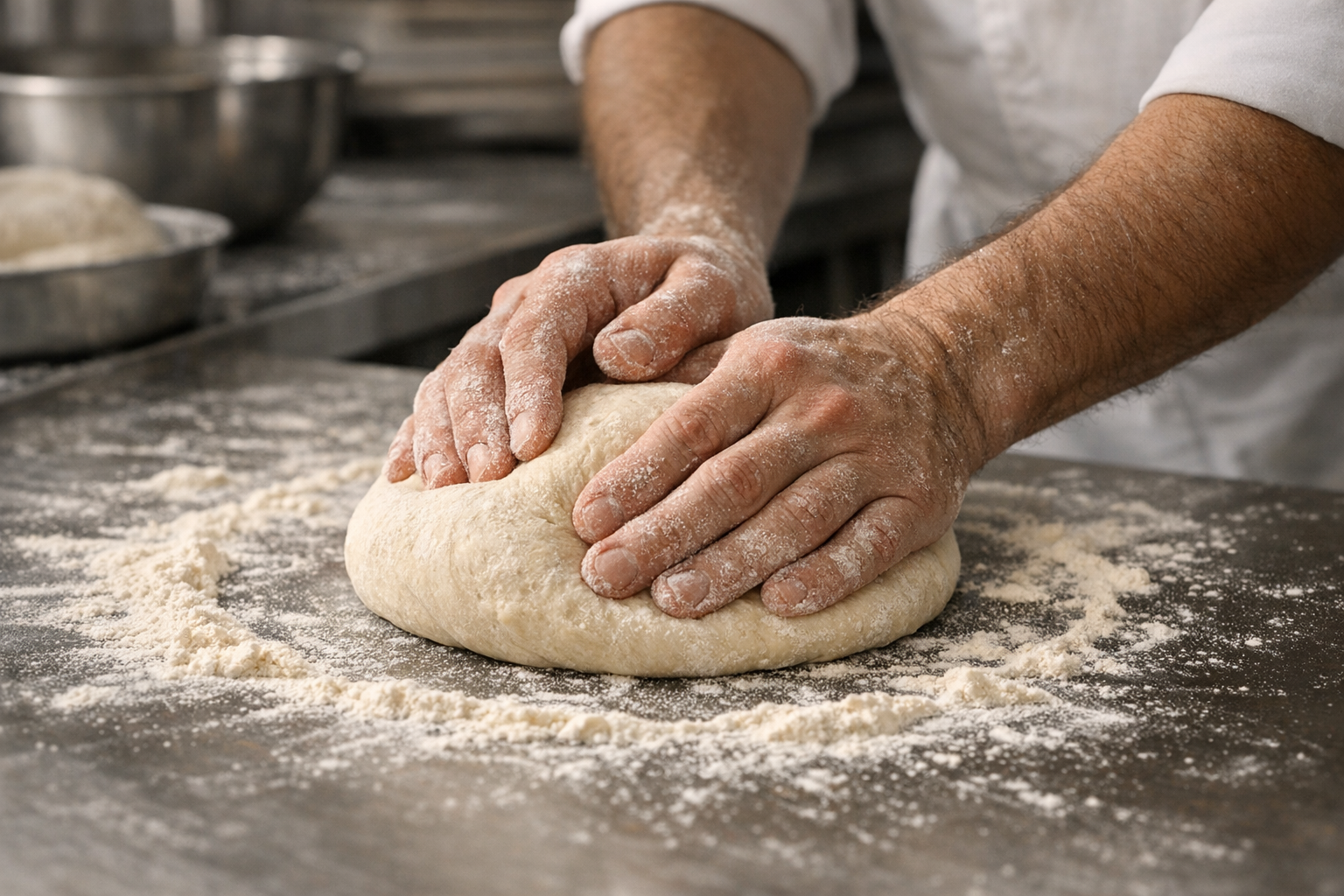 Pizza dough preparation and kneading